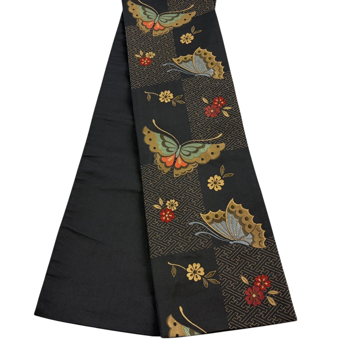 美品】半幅帯 優品 蝶 桜 墨色 化繊｜中古・古着・リサイクル着物通販