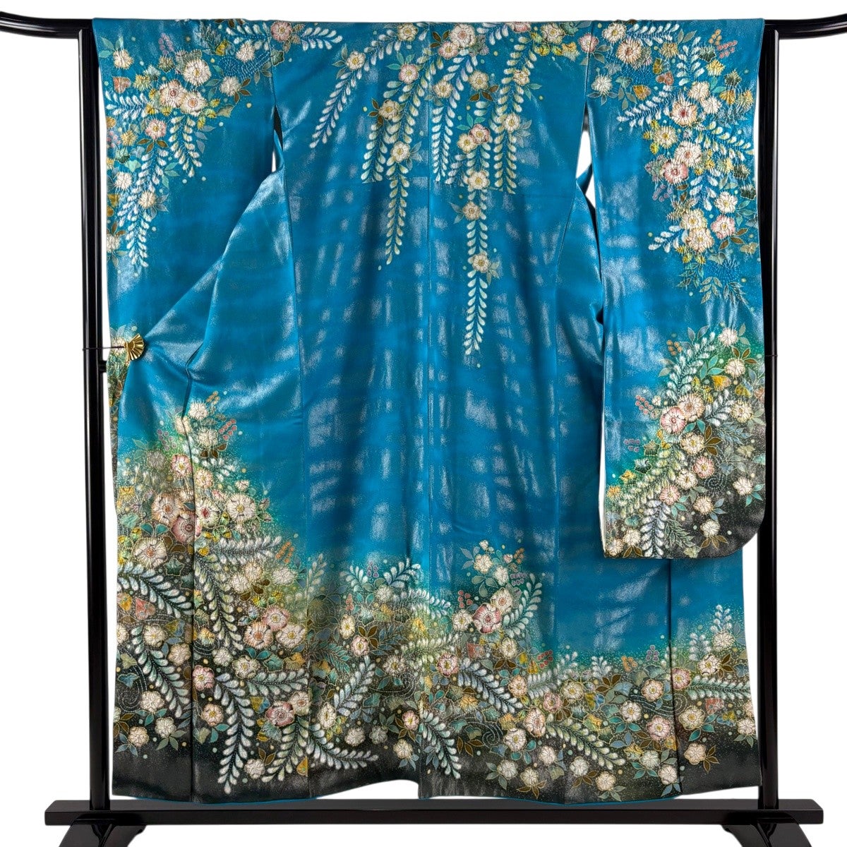 美品】 振袖 身丈169cm 裄丈70cm L 袷 辻が花柄 草花 金通し 染め分け