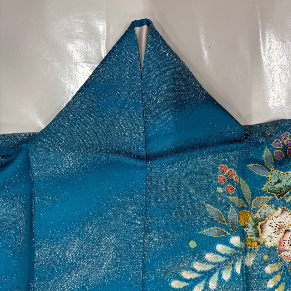 美品】 振袖 身丈155.5cm 裄丈64cm M 袷 翠山工房 落款あり 辻が花 銀