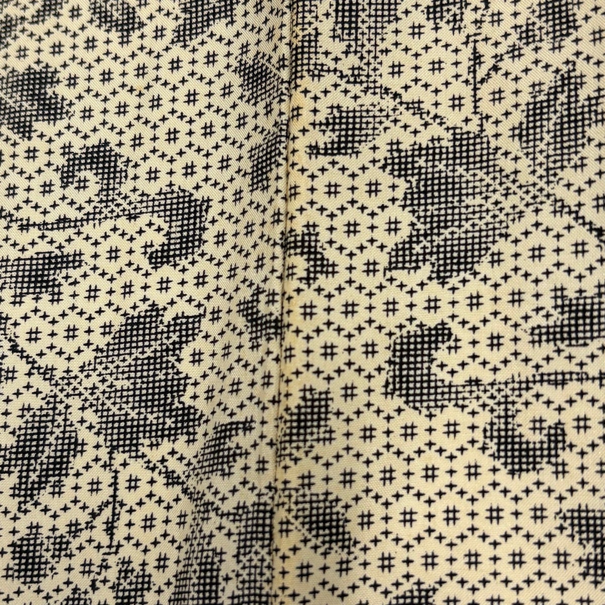 紬 身丈154.5cm 裄丈65.5cm M 袷 花唐草 縦縞 灰色 正絹 優品｜中古