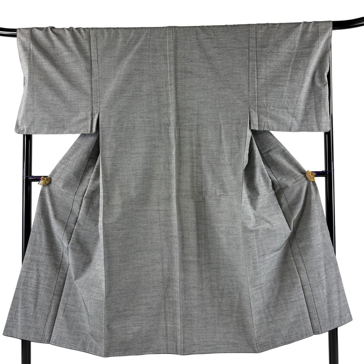 男着物 身丈155cm 裄丈67.5cm L 袷 アンサンブル 紬地 灰色 正絹 秀品