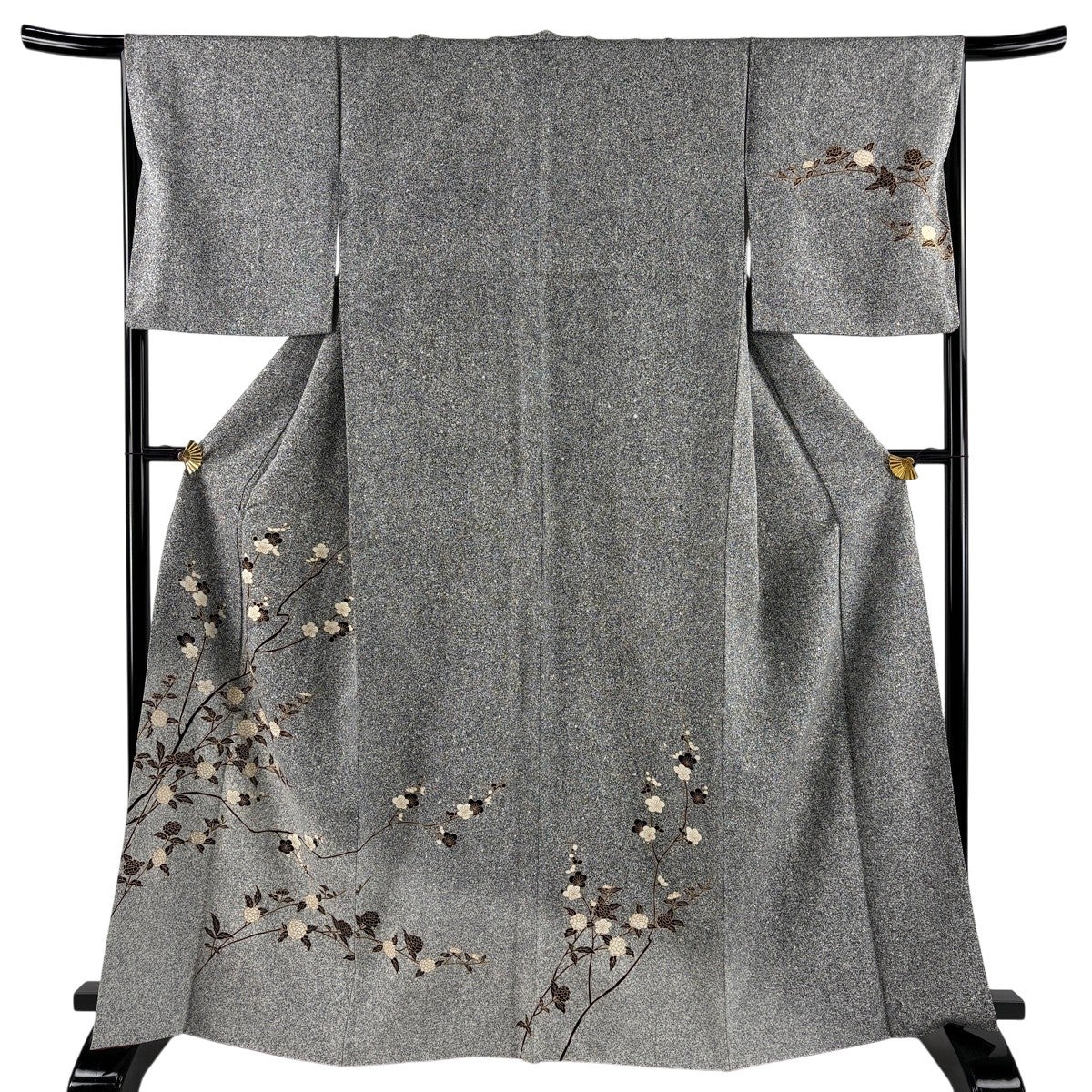 美品】 訪問着 身丈161.5cm 裄丈64cm M 袷 辻が花 銀通し ぼかし 深緑