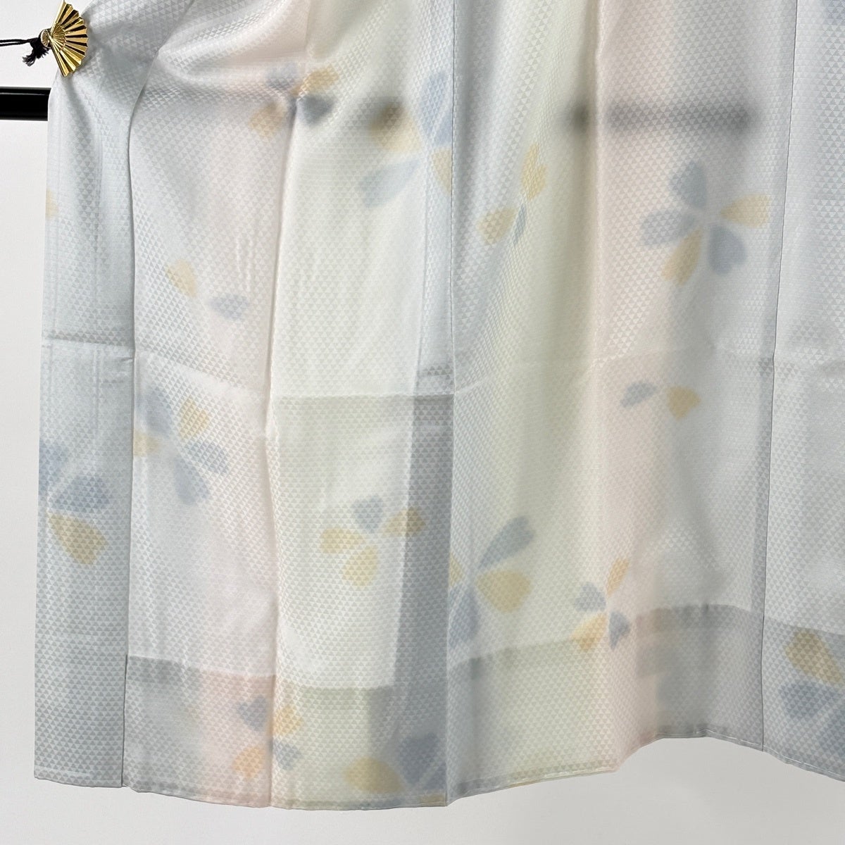 美品】長襦袢 身丈124.5cm 裄丈63.5cm S 花 地紋 ぼかし 青灰色 正絹