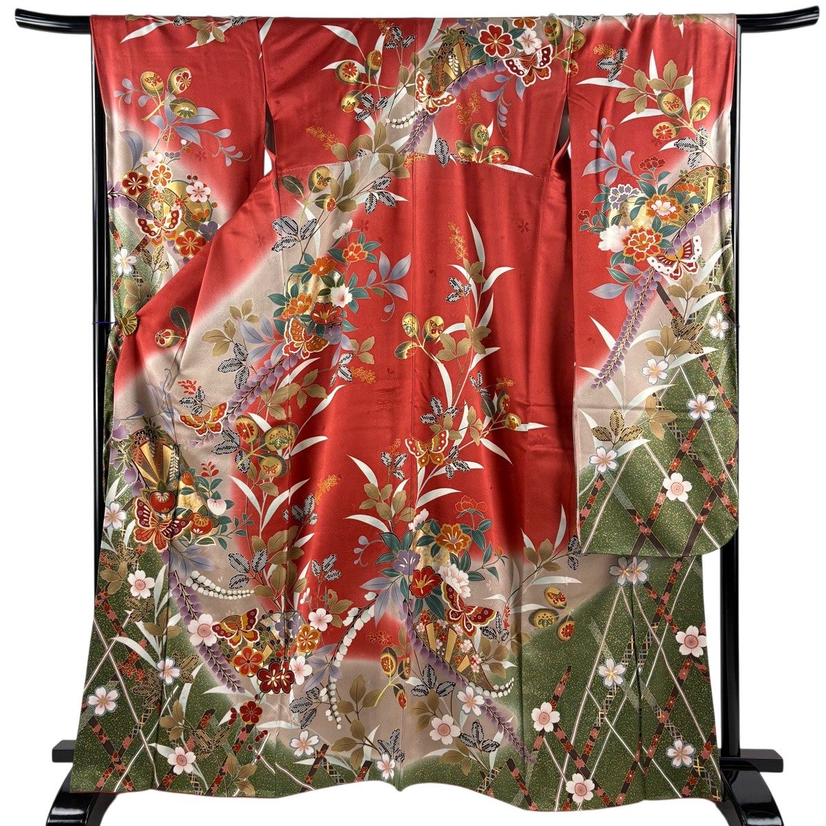 【売切値下げ】509zu9.510u4○振袖 牡丹 菊 橘 梅 赤系○状態良好 売切値下げ】509zu9.510u4○振袖 牡丹 菊 橘 梅 赤系○状態良好