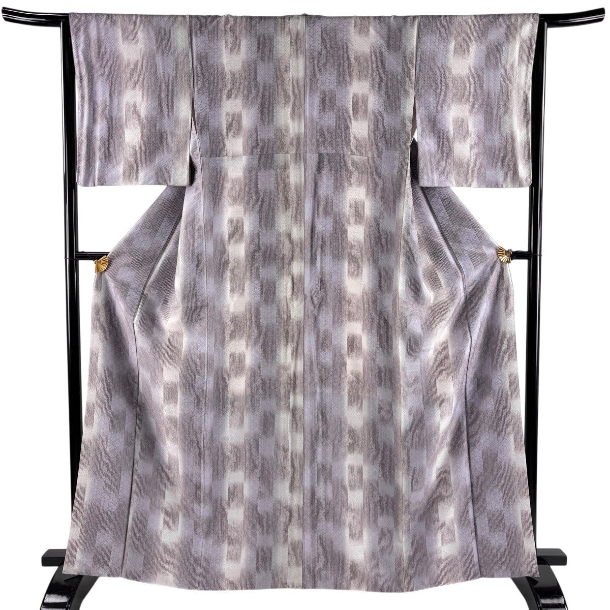 【新品・しつけ付き】薄紫色 花柄絞り小紋着物　正絹　身丈156cm裄67cm 美品】 小紋 身丈164cm 裄丈63.5cm S 袷 縞 変わり市松 ぼかし 薄紫