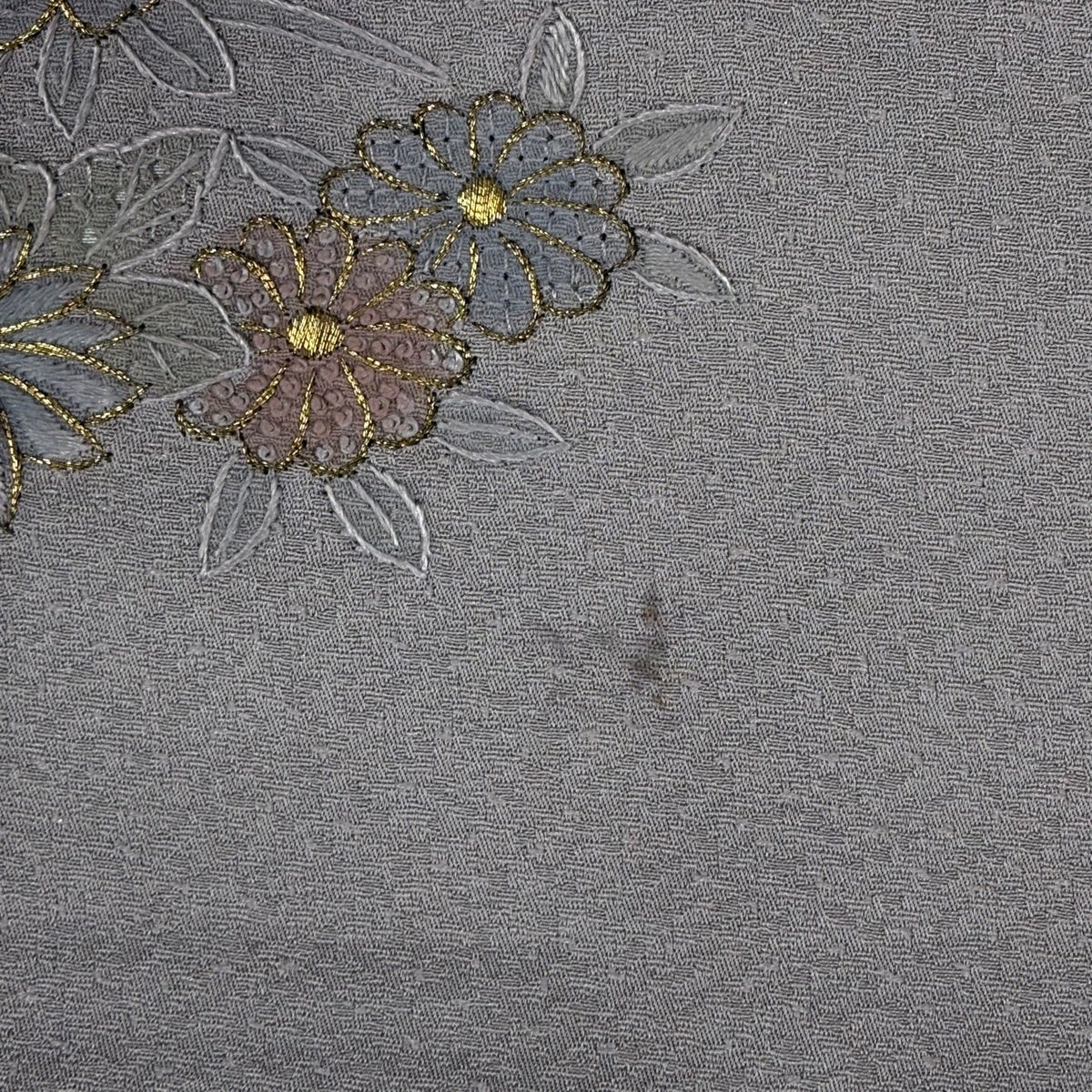 付下げ 身丈163cm 裄丈68cm L 袷 扇面 草花 刺繍 金糸 薄紫 正絹 秀品