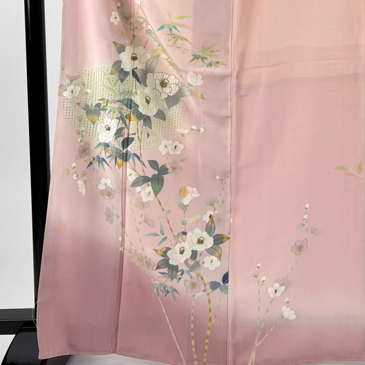 訪問着 身丈164.5cm 裄丈66cm M 袷 落款あり 椿 枝梅 刺繍 ぼかし