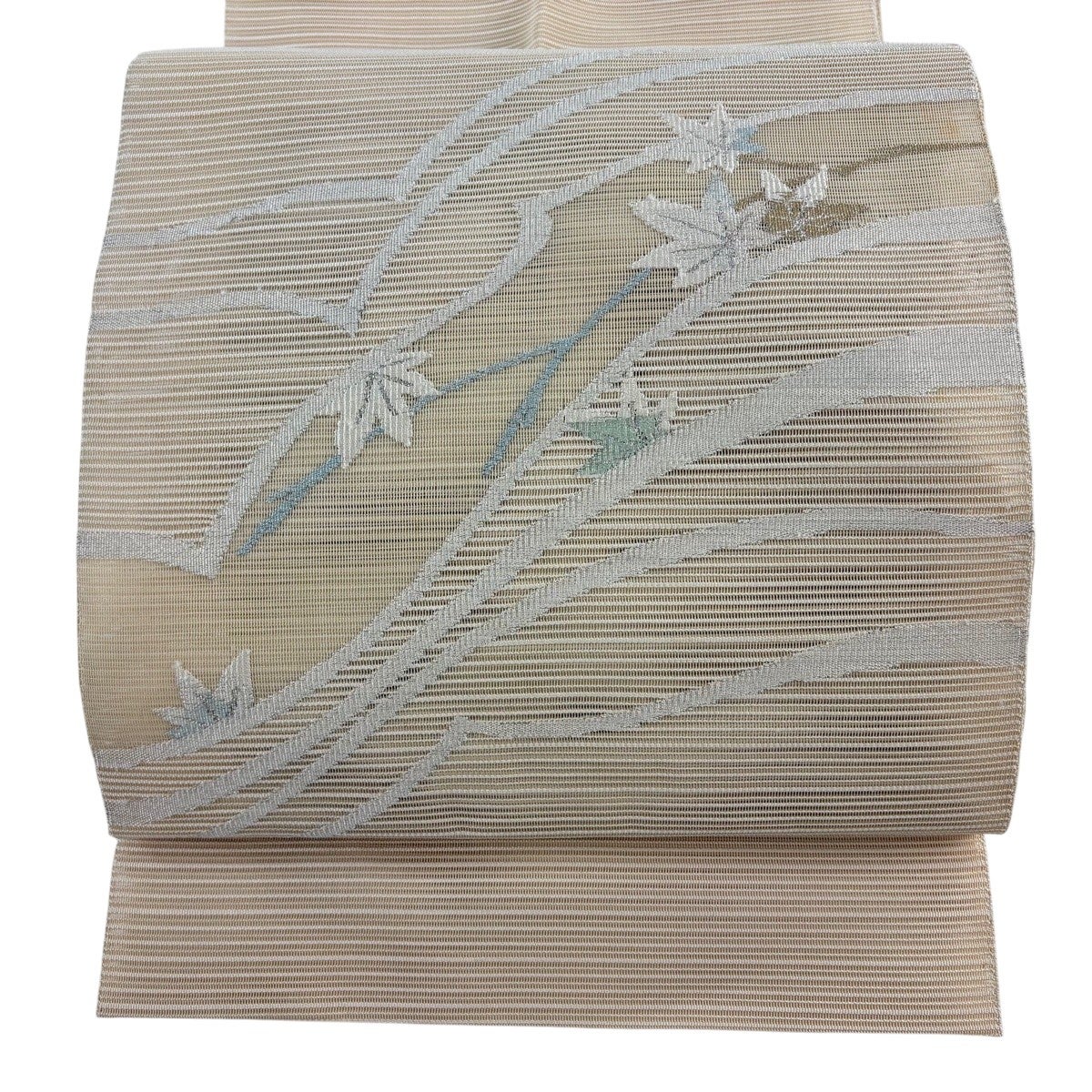 名古屋帯 秀品 夏帯 絽 松葉仕立て 八寸名古屋帯 草花 流水 銀糸