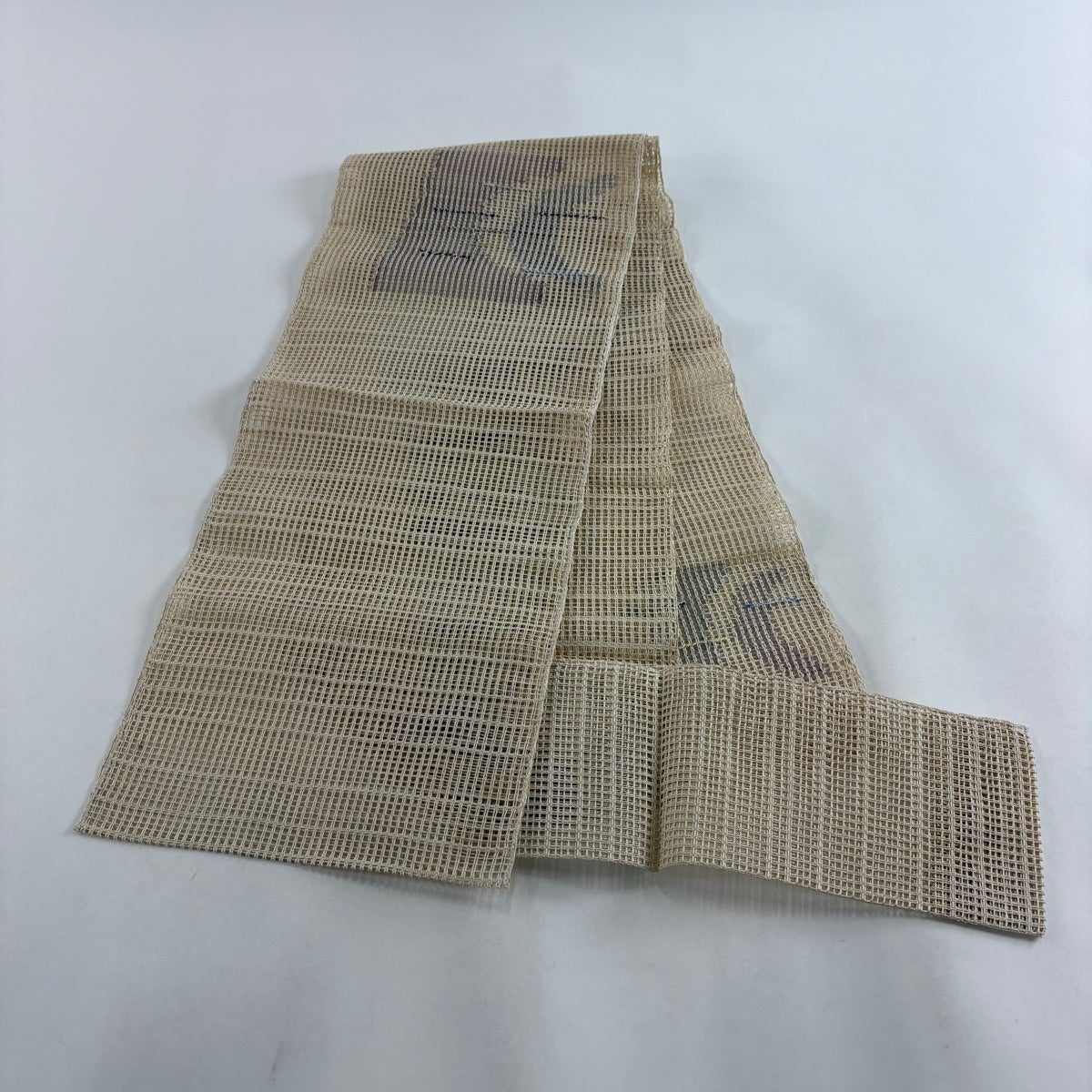 名古屋帯 秀品 八寸名古屋帯 松葉仕立て 羅織 夏帯 幾何学 ベージュ