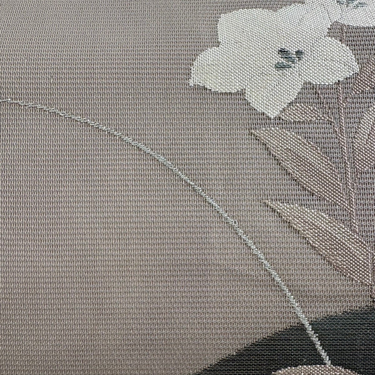 名古屋帯 秀品 夏帯 紗 桔梗 女郎花 銀糸 箔 灰紫 正絹｜中古・古着