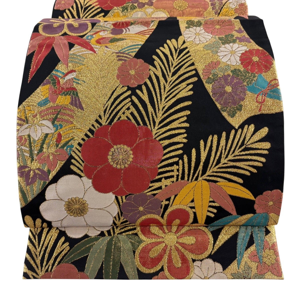 美品】 袋帯 秀品 玉華車香文 唐織 金糸 金色 六通 正絹｜中古・古着