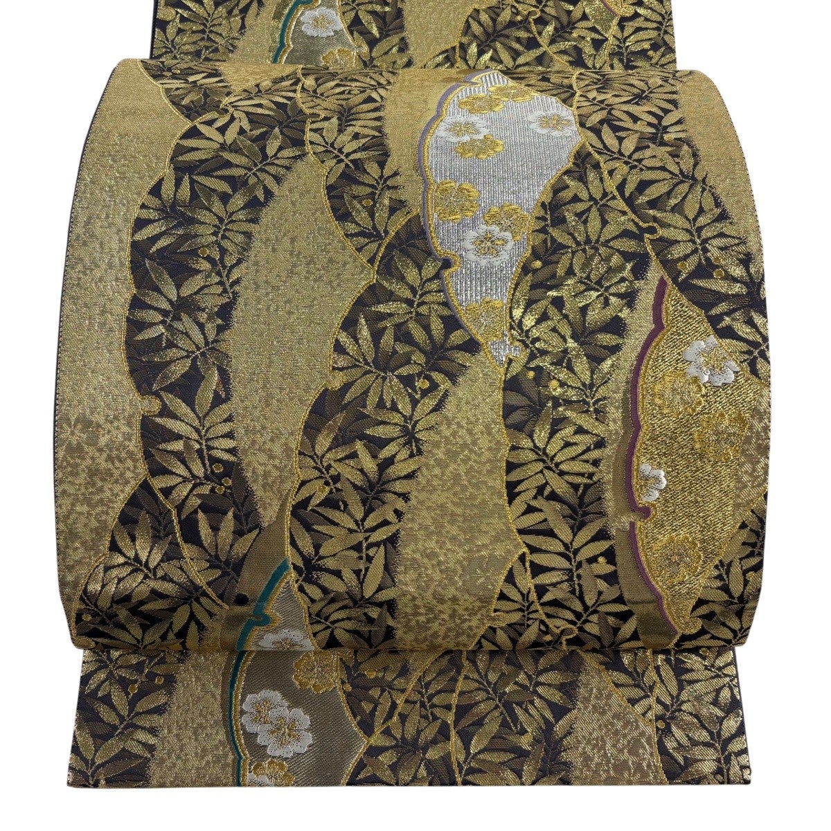 美品】 袋帯 秀品 華文 蝶 箔 金銀糸 金色 六通 正絹｜中古・古着
