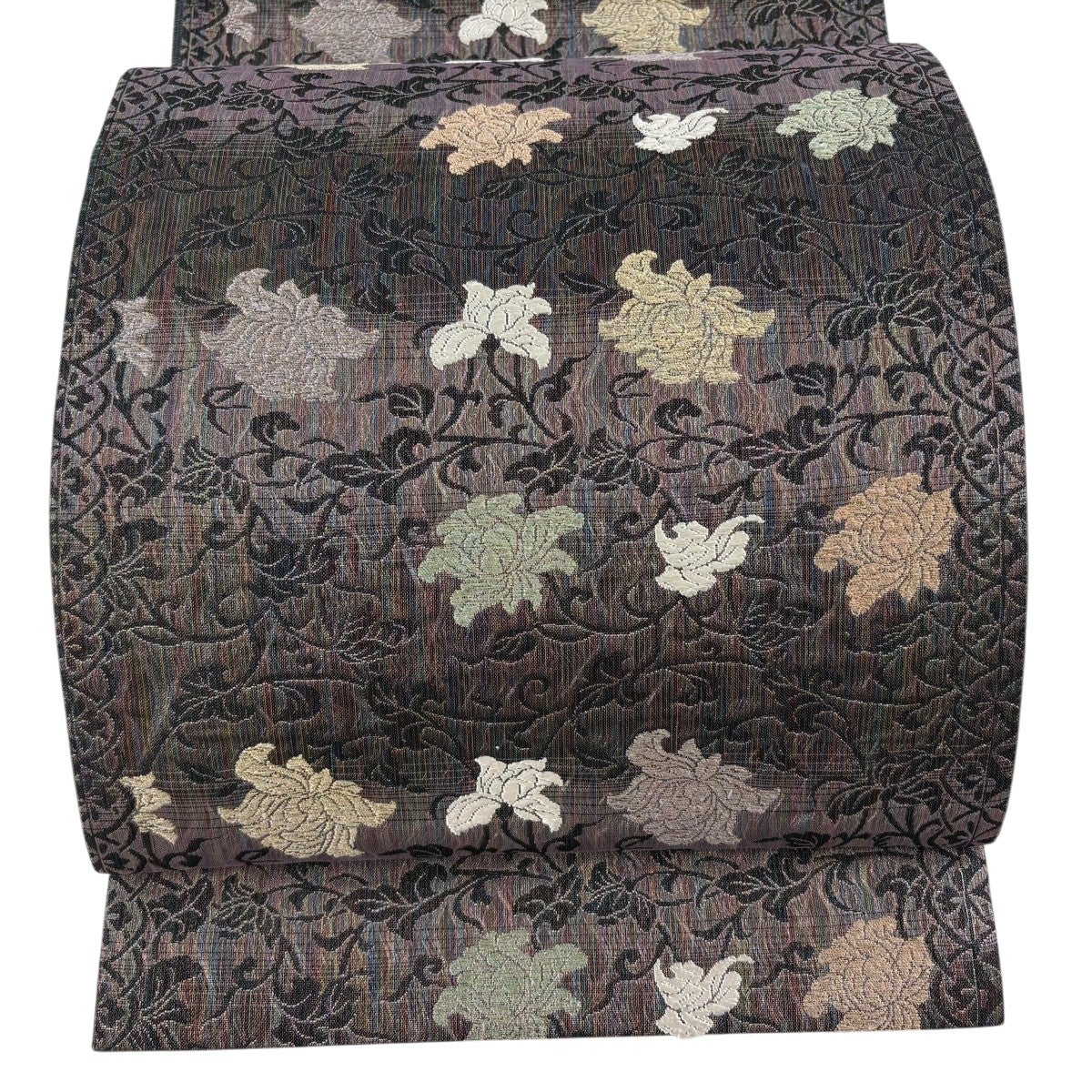 美品】 袋帯 名品 落款あり 鳳凰 花唐草 金糸 箔 赤茶 六通 正絹｜中古