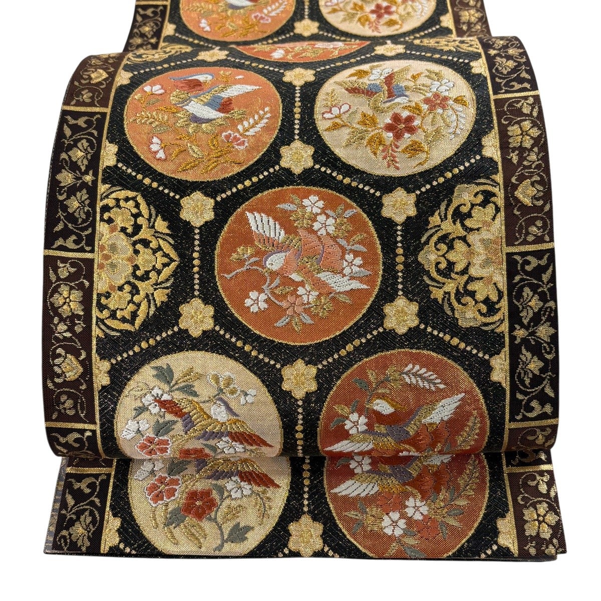 袋帯 秀品 鈴乃屋 華文 束ね熨斗 金糸 箔 金色 六通 正絹｜中古・古着