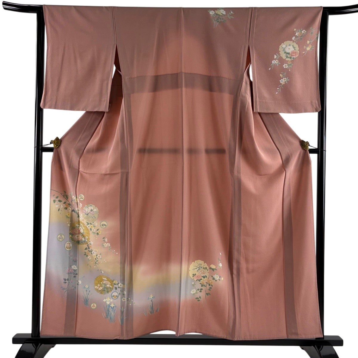 付下げ 身丈157cm 裄丈62.5cm 正絹 秀品 【中古】 美品】 付下げ 身丈157.5cm 裄丈62cm S 単衣 雪芝 黒灰 正絹 秀品