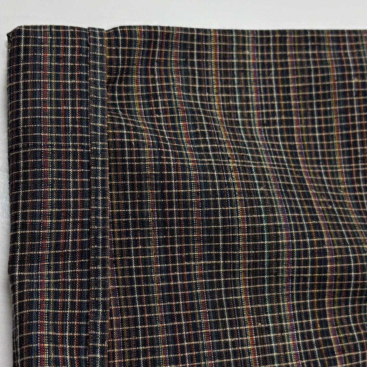 美品】 紬 身丈156.5cm 裄丈67cm M 単衣 証紙あり 格子 焦茶色 正絹 秀