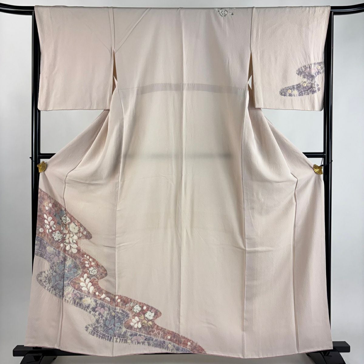 訪問着 身丈169cm 裄丈66cm 正絹 美品 名品 【中古】 訪問着 身丈169cm 裄丈66cm M 袷 花唐草 枝梅 総絞り 黒 正絹 名品