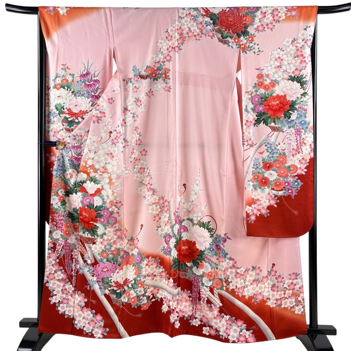 振袖 名品 身丈167.5cm 裄丈67cm 正絹 【中古】 振袖 身丈167.5cm 裄丈67cm M 袷 草花 金彩 ぼかし 青紫 正絹 秀品