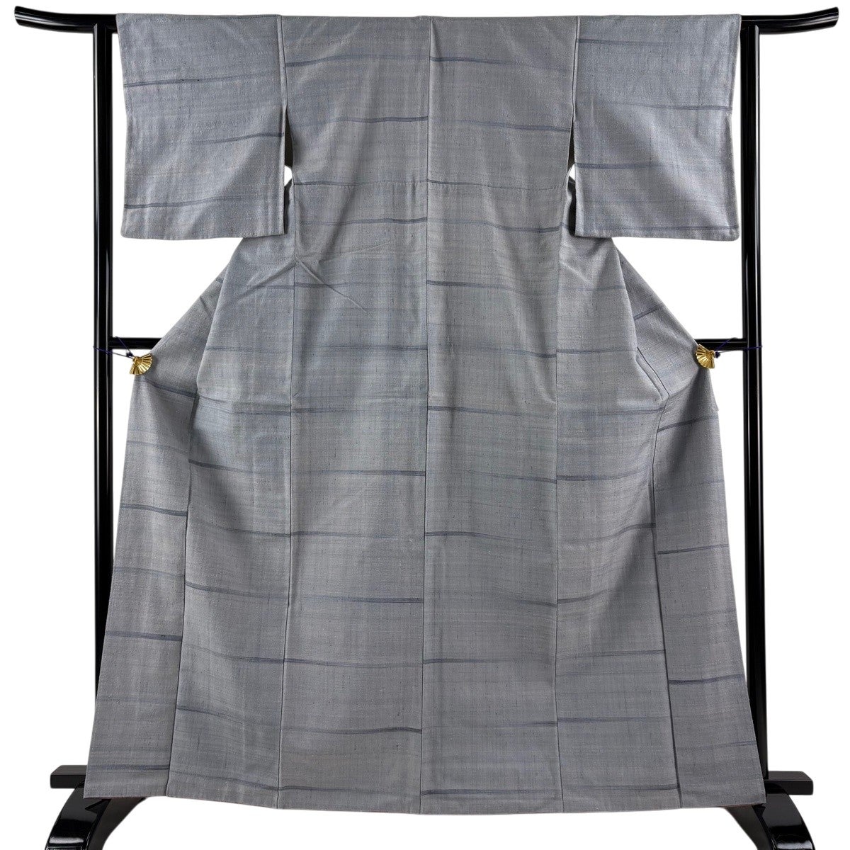 美品】 紬 身丈155cm 裄丈63.5cm S 袷 やまと 草花 斜格子 茶色 正絹