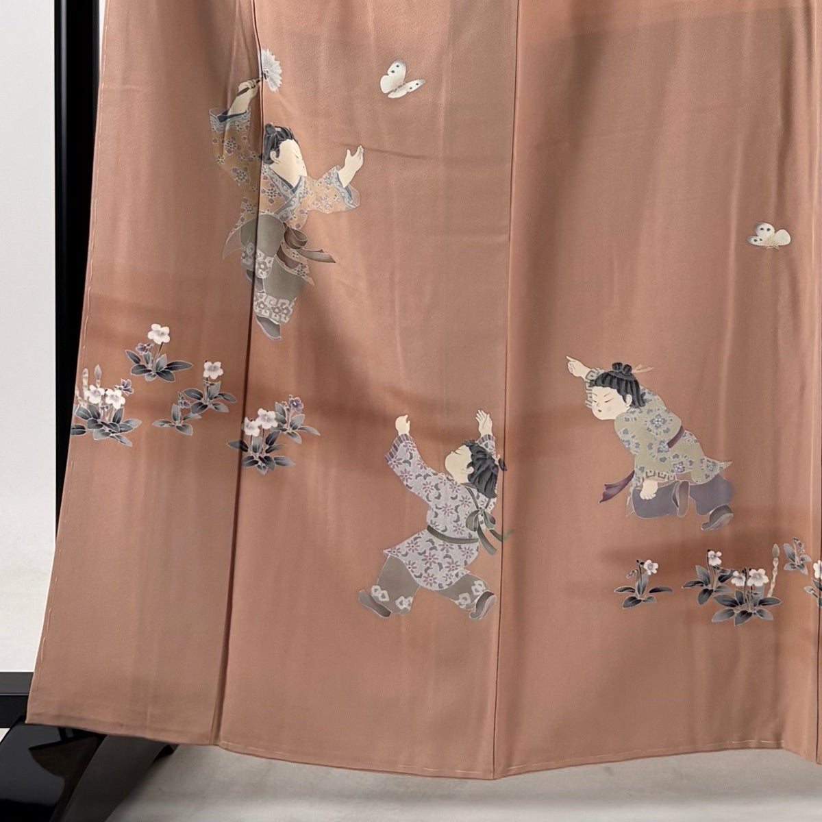 訪問着 身丈161.5cm 裄丈64.5cm M 袷 関口遼一 落款あり 童 蝶 ぼかし