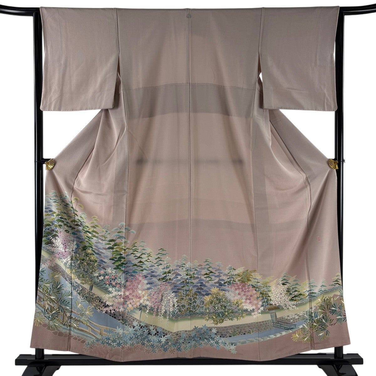 逸品◯しつけ付未使用！極上◇単衣◎ぼかし染め色留袖156cm◎正絹◇一つ紋 色留袖 身丈156cm 裄丈63.5cm S 袷 加賀友禅 奥田勝将 落款あり 松梅