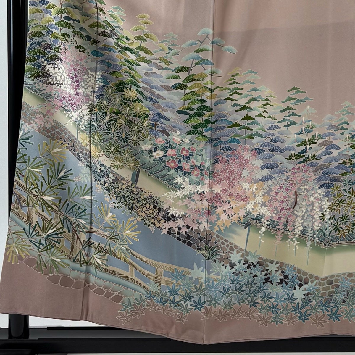 逸品◯しつけ付未使用！極上◇単衣◎ぼかし染め色留袖156cm◎正絹◇一つ紋 色留袖 身丈156cm 裄丈63.5cm S 袷 加賀友禅 奥田勝将 落款あり 松梅