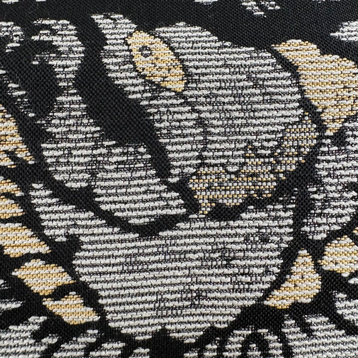 袋帯 名品 向鳥 草花 金銀糸 黒 六通 正絹｜中古・古着・リサイクル