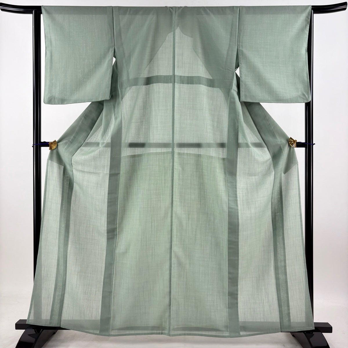 美品】 紬 身丈162cm 裄丈65cm M 薄物 夏紬 袋帯セット 薄緑 正絹 秀品