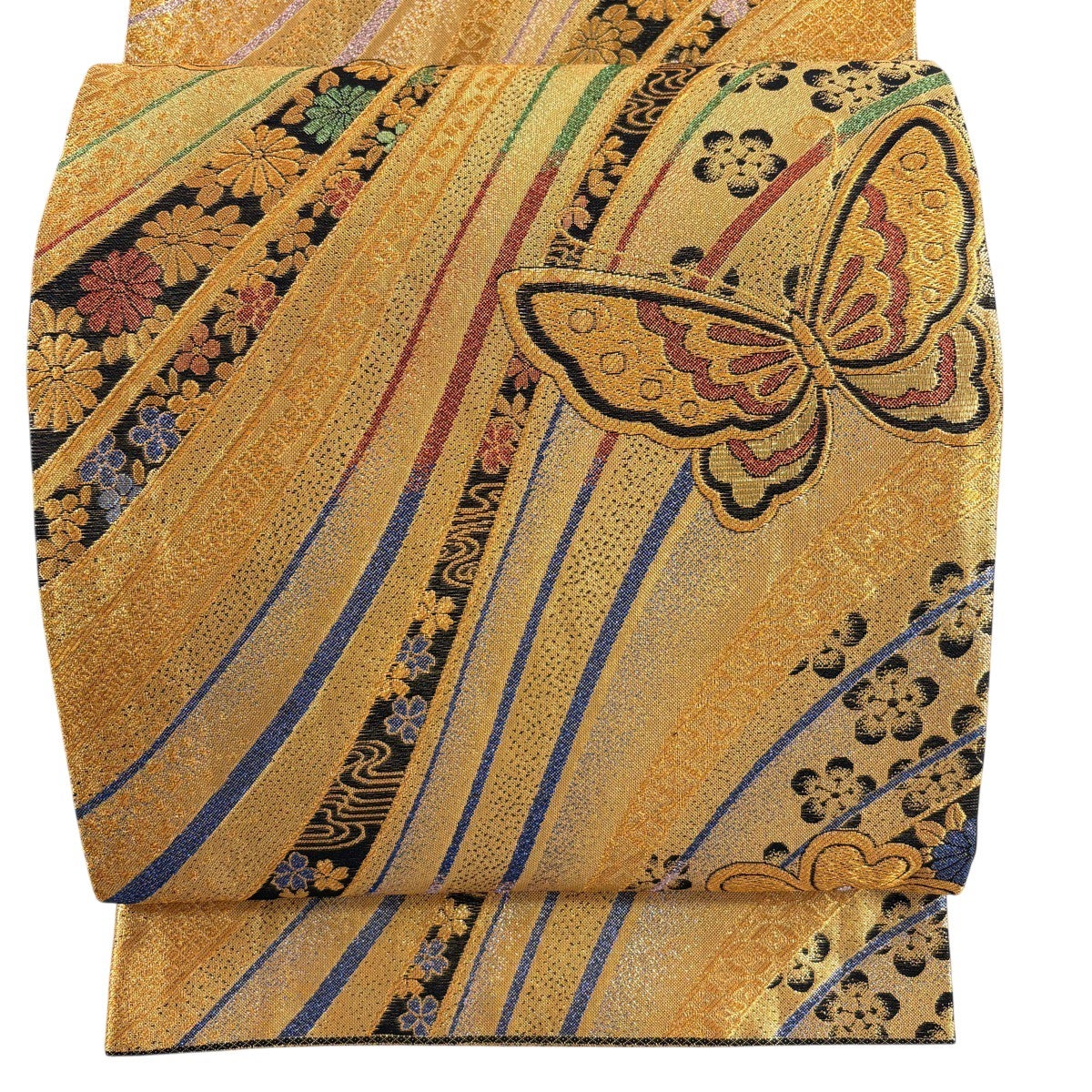 美品】 袋帯 秀品 竹生島匠明文 金糸 箔 金色 六通 正絹｜中古・古着