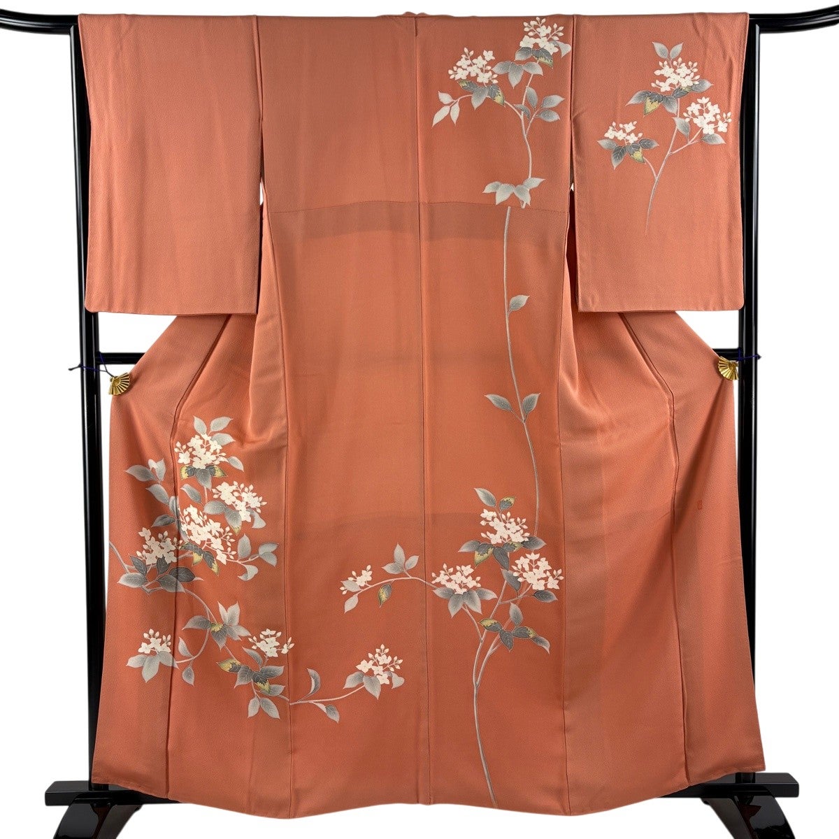 訪問着 身丈167.5cm 裄丈66cm M 袷 草野一騎 落款あり 枝花 金彩