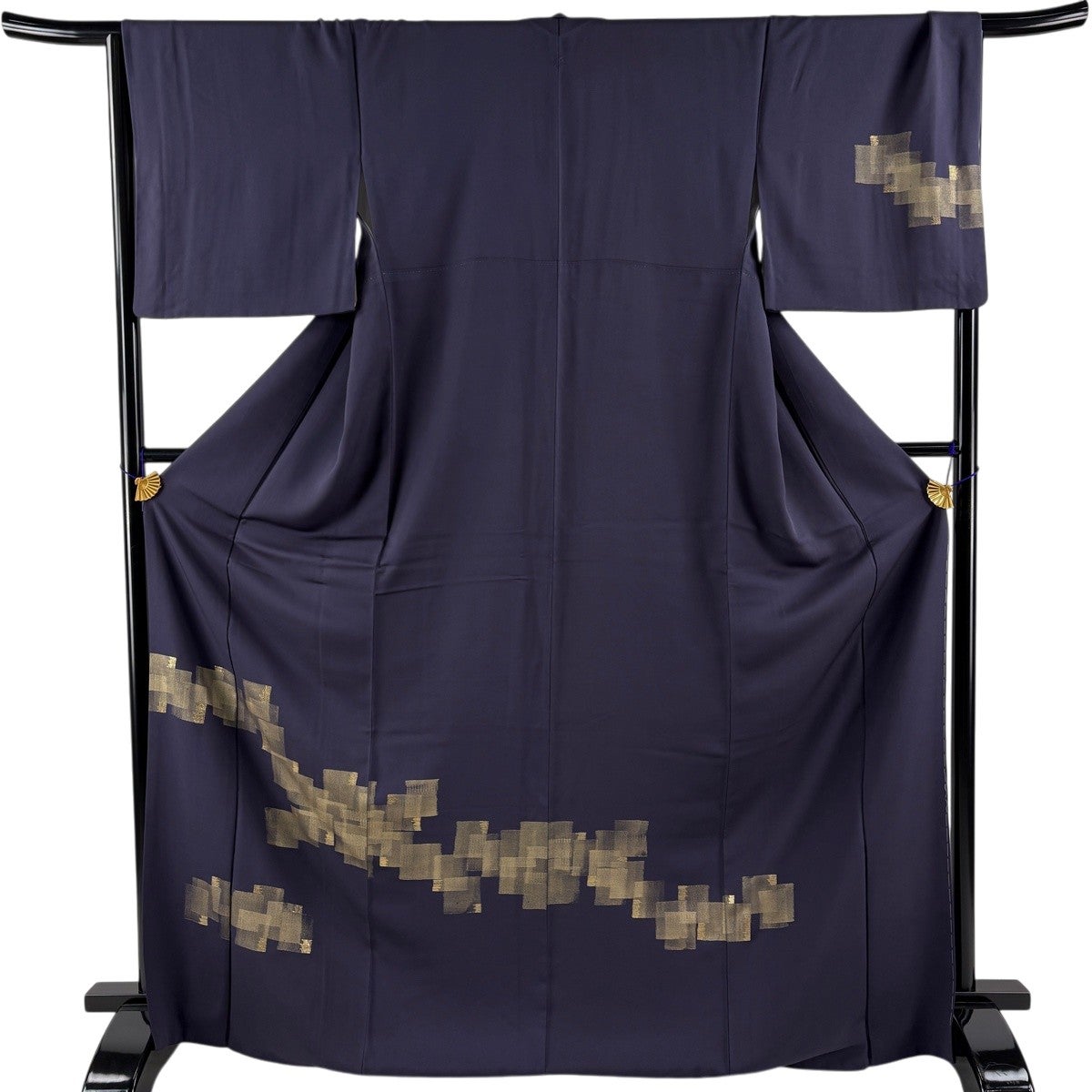 付下げ 身丈171.5cm 裄丈67cm M 袷 幾何学 箔 金彩 青紫 正絹 秀品 一