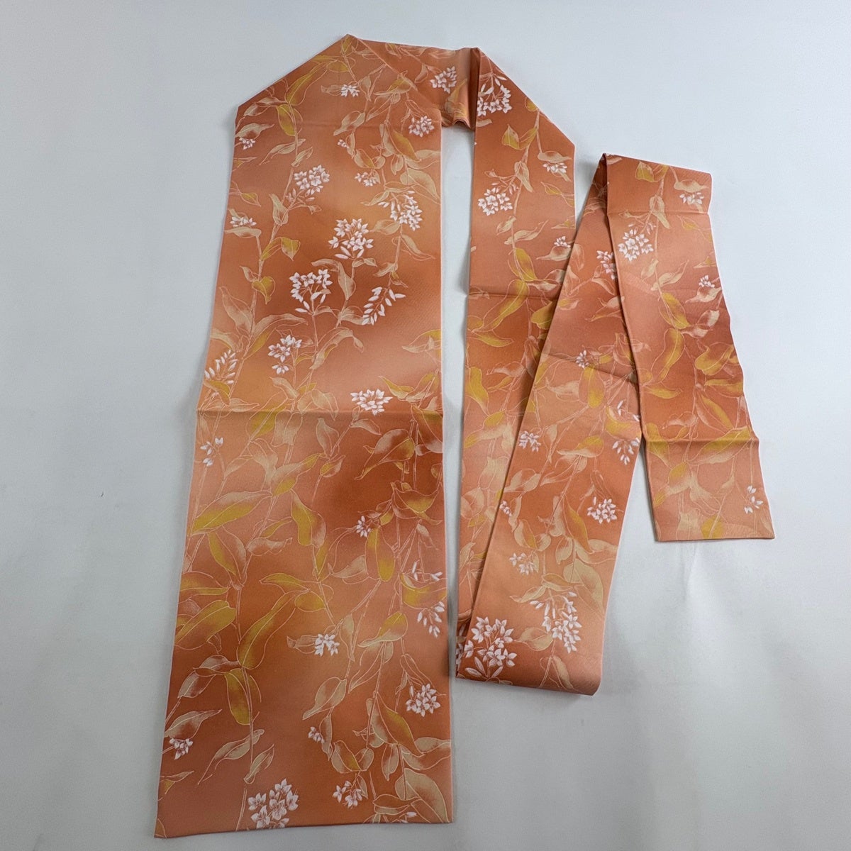 30%OFF 名古屋帯 優品 草花 薄オレンジ 正絹 K30｜中古・古着
