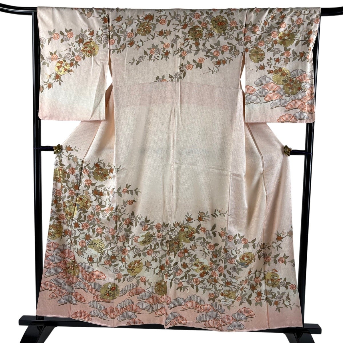 専用 最終値下げ F-356 訪問着 金彩 金駒 雪輪 草花 染め分け 袷 美品 訪問着 身丈156.5cm 裄丈66cm M 袷 吾妻徳穂 落款あり 雪輪 草花 金糸