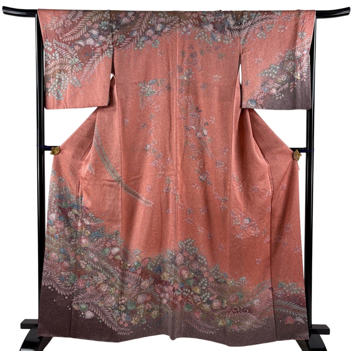 美品】 訪問着 身丈163cm 裄丈66.5cm M 袷 辻が花柄 金彩 絞り ピンク