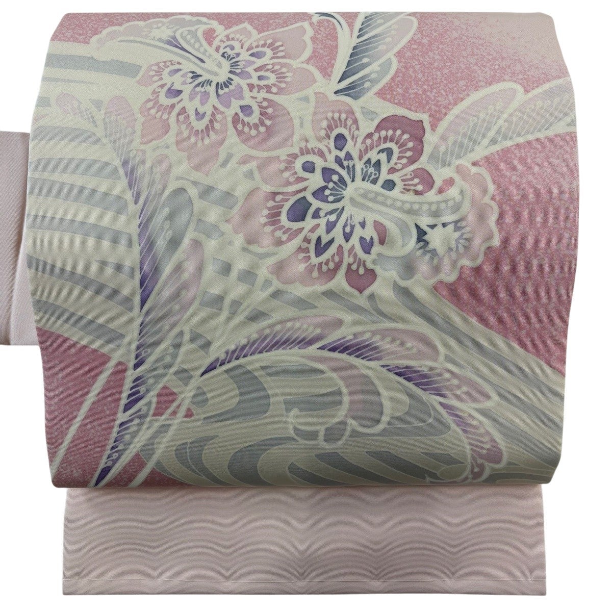 美品】 名古屋帯 秀品 草花 流水 ピンク 正絹｜中古・古着・リサイクル