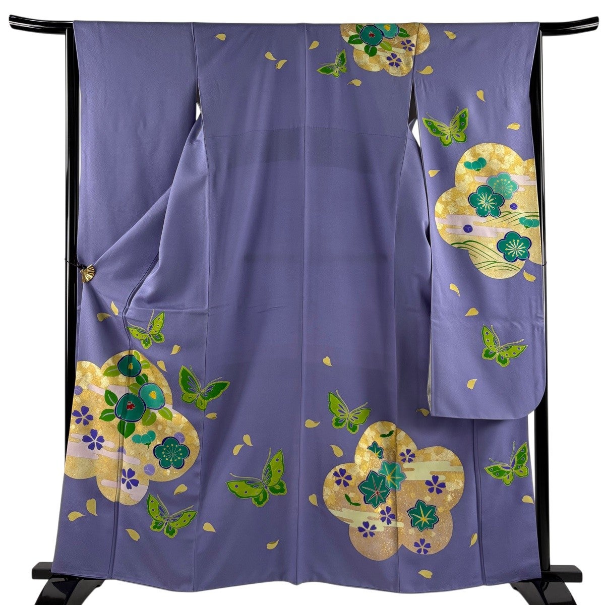 振袖 美品 秀品 身丈164.5cm 裄丈64.5cm 正絹 【中古】 振袖 身丈156cm 裄丈65cm M 袷 鈴乃屋 鶴 桜 金糸 金彩 赤茶 正絹 秀品