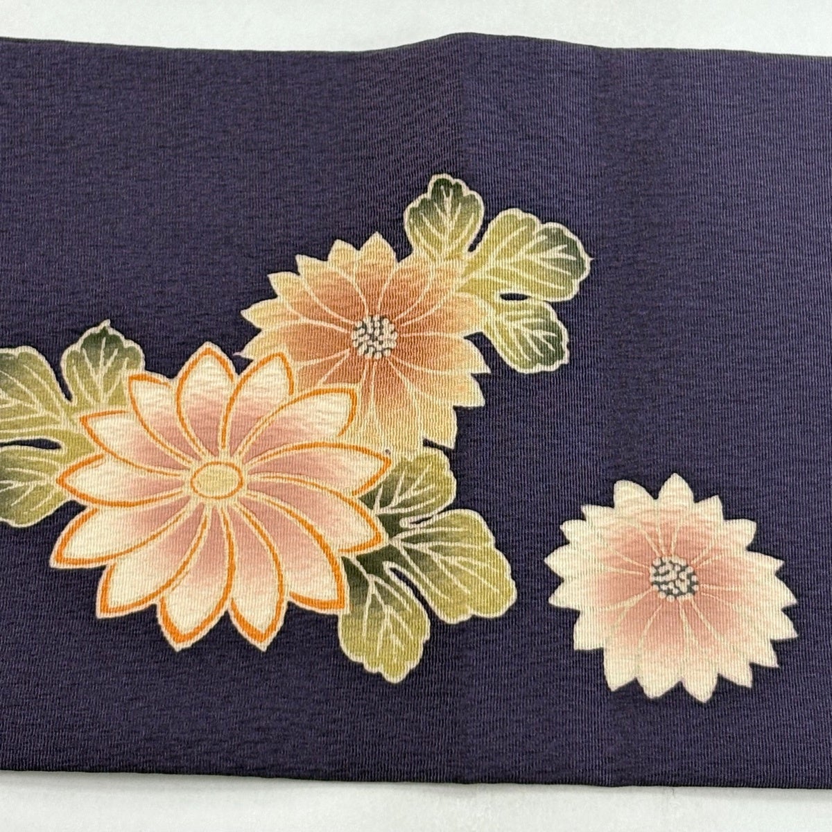 美品】 名古屋帯 秀品 菊 梅 縮緬 紫 正絹｜中古・古着・リサイクル