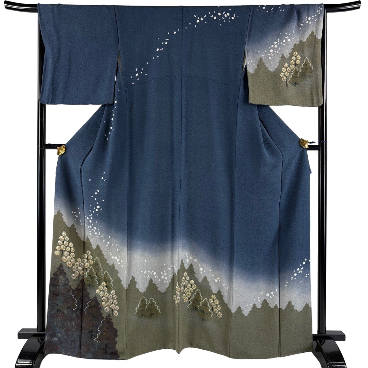 【在庫一掃】 訪問着 身丈171cm 裄丈69cm 正絹 逸品 【中古】 訪問着 身丈171cm 裄丈64cm M 袷 蜀江文 草花 金彩 染め分け 水色 正絹