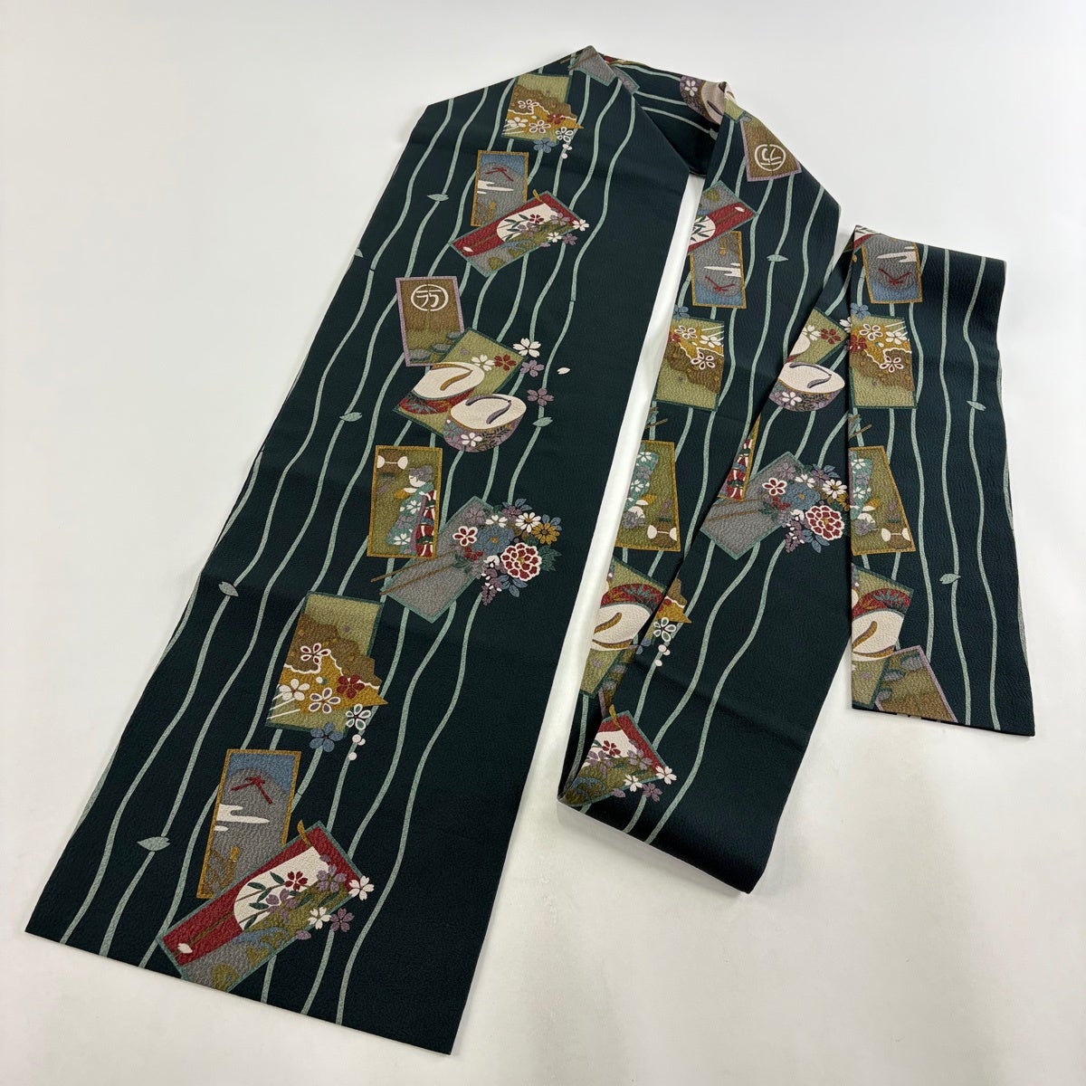 美品】 名古屋帯 秀品 ぽっくり 桜 深緑 正絹｜中古・古着・リサイクル