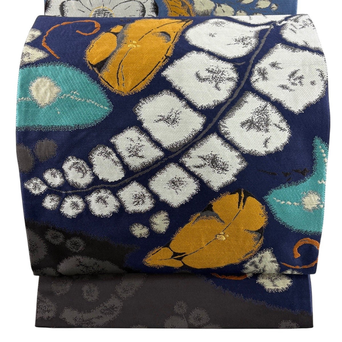美品】 名古屋帯 優品 花唐草 鶏頭 箔 薄小豆 正絹｜中古・古着