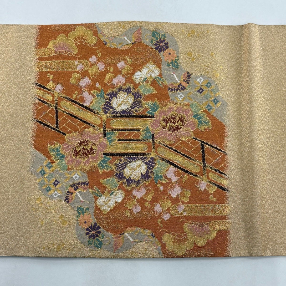 最終価格】 77%OFF 【美品】 袋帯 秀品 関西仕立て 草花 鶴 金銀糸