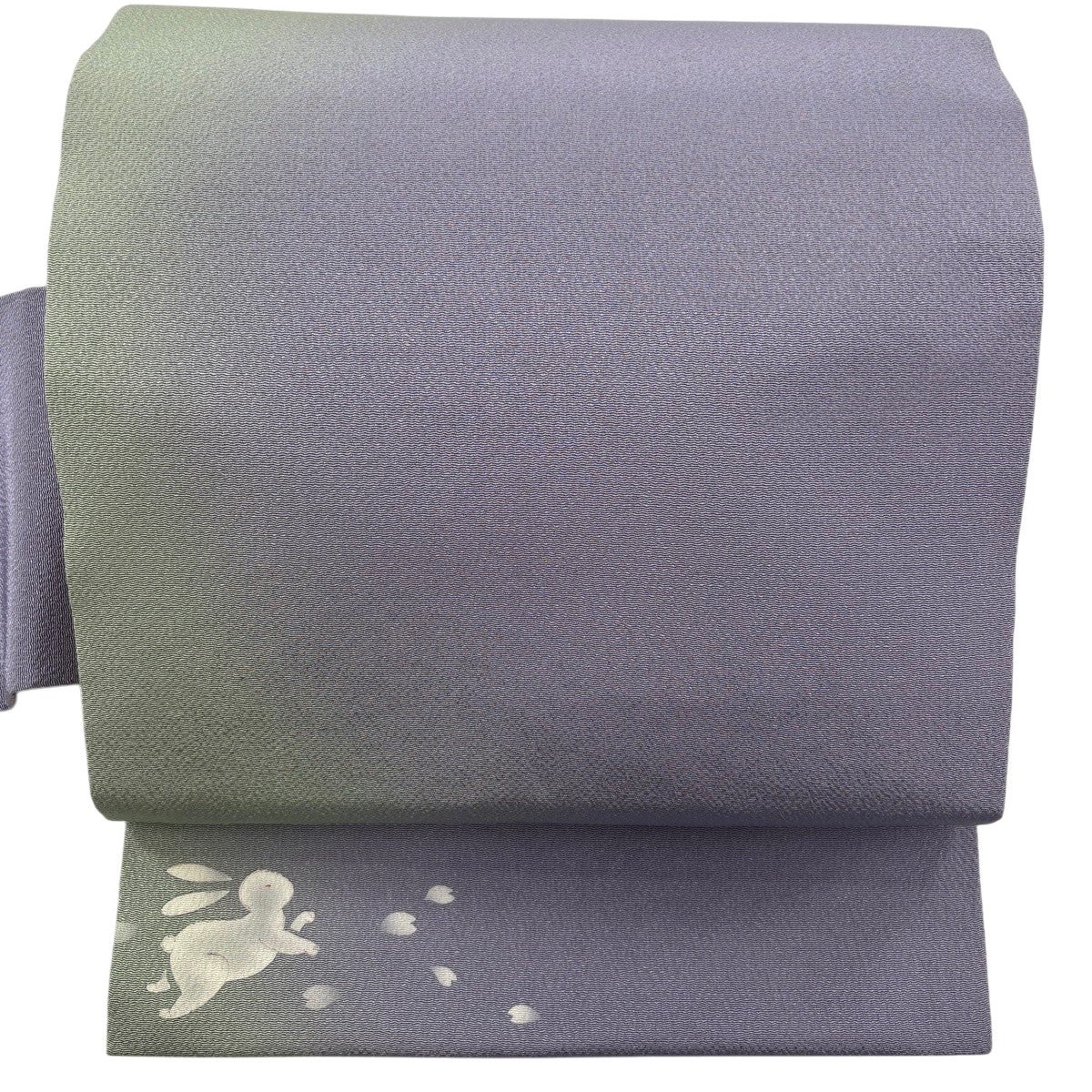 美品】 名古屋帯 秀品 もじ摺り染 うさぎ ぼかし 縮緬 薄紫 正絹｜中古