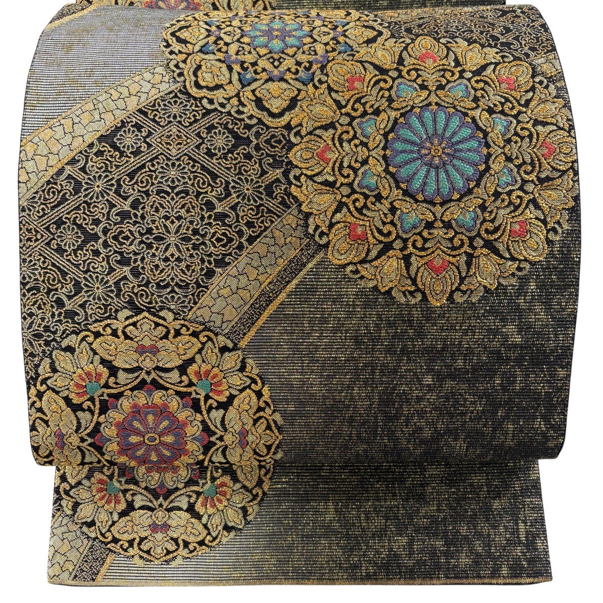 袋帯 秀品 華文 花唐草 金糸 箔 黒 六通 正絹｜中古・古着・リサイクル