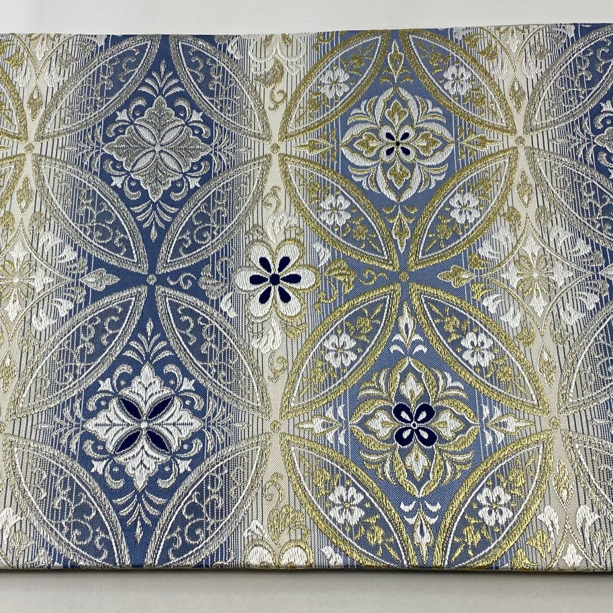 袋帯 美品 逸品 桂秀 落款あり 天然灰汁醗酵建藍染 七宝 華文 金銀糸