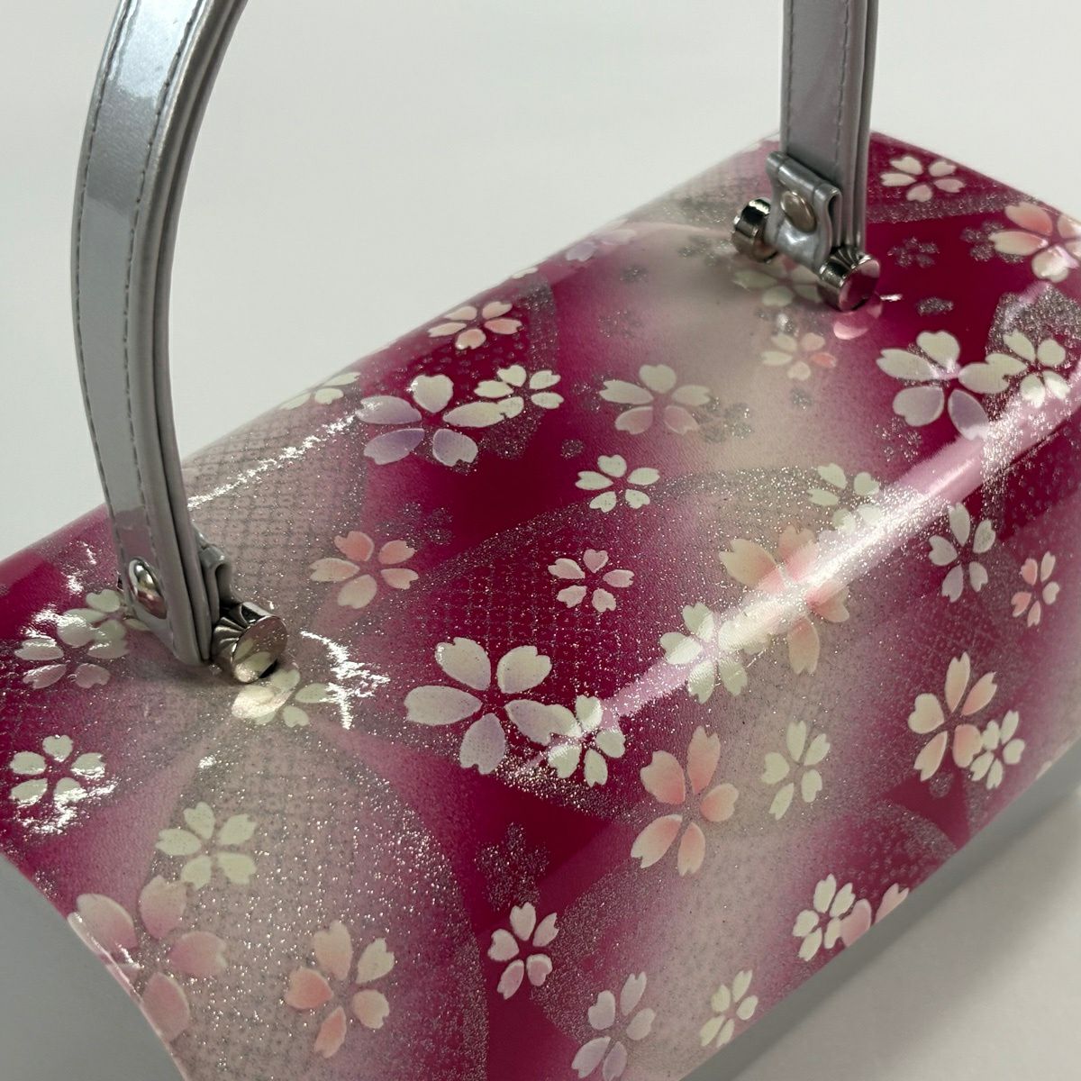 在庫一掃】 【美品】和装バッグ 優品 フォーマル 桜 鹿の子柄 箔 濃