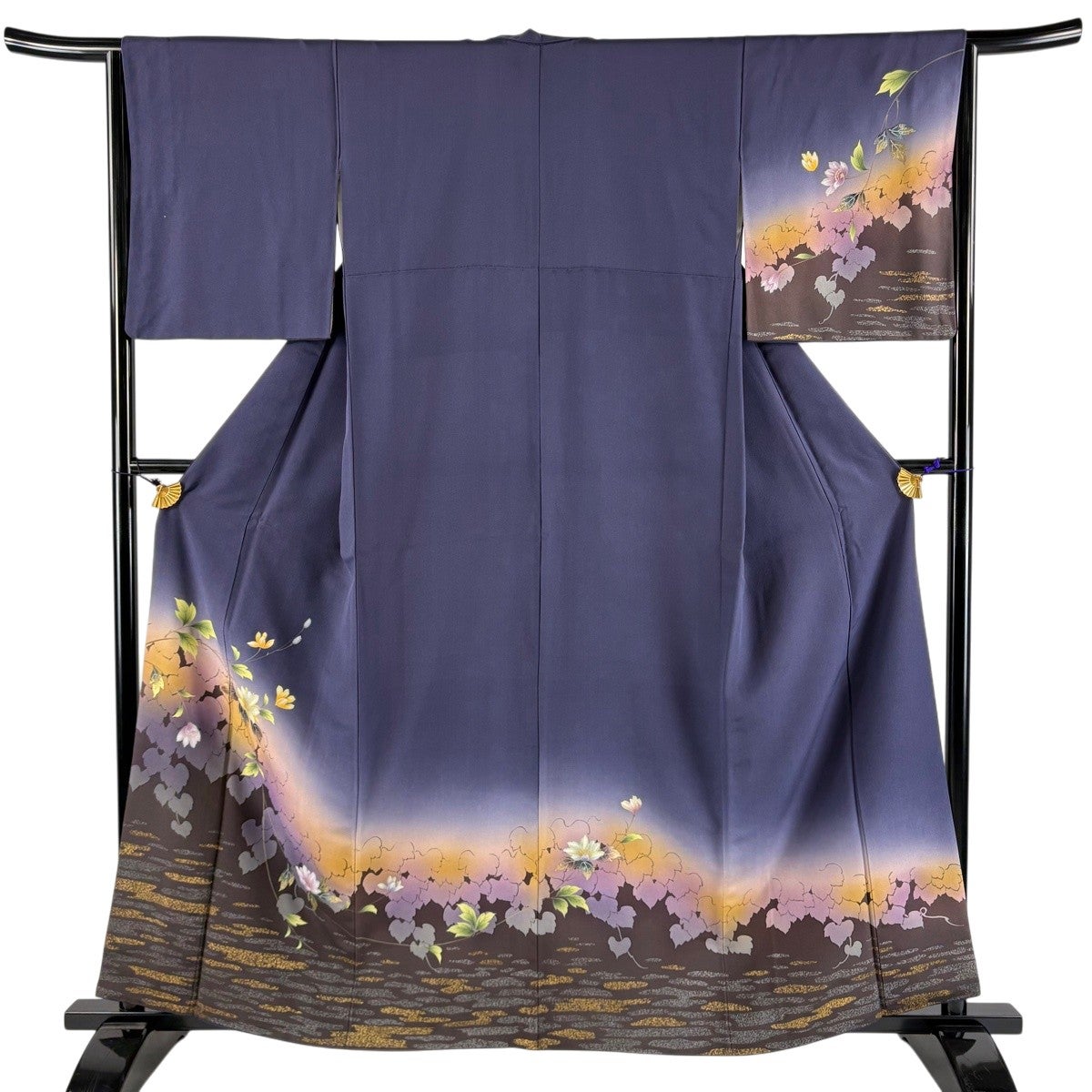 訪問着 身丈166cm 裄丈67cm M 袷 華文 草花 金銀彩 薄茶色 正絹 秀品