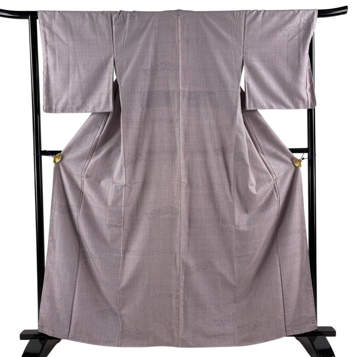 夏　新品未使用品　本塩沢紬　草木染　帯地使用　利休バッグ25070 G-2136】京都衿秀 利休バッグ 生成り色×藍鼠色 立涌に雲文 - 銀座