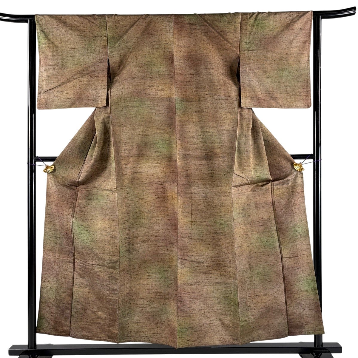 紬 身丈156cm 裄丈64cm M 単衣 ぼかし柄 茶色 正絹 秀品｜中古・古着