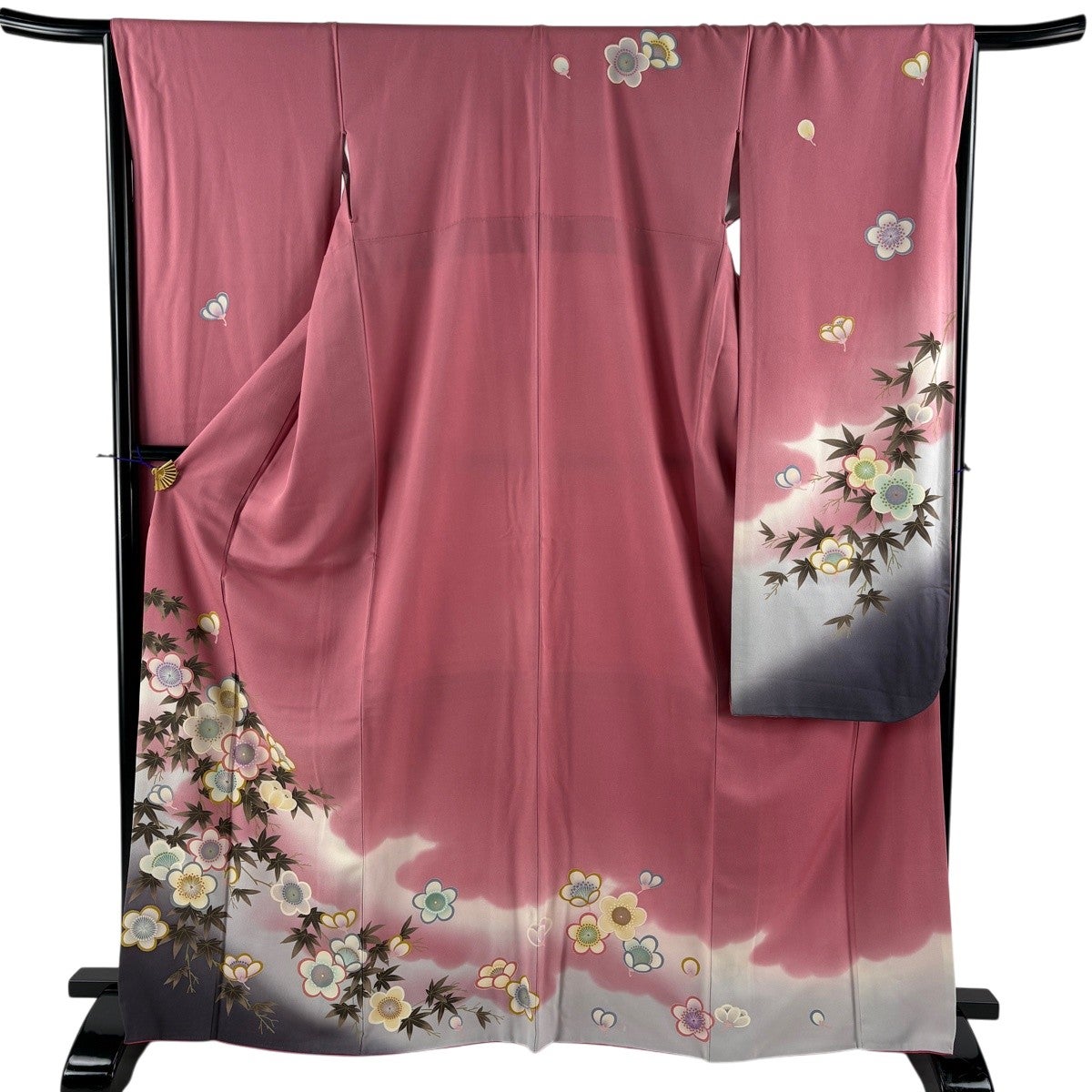 振袖 金彩 辻ヶ花 絞り 身丈163cm 撥水加工済 MO3772 振袖 身丈163.5cm 裄丈65cm M 袷 辻が花 流水 金彩 染め分け 濃ピンク