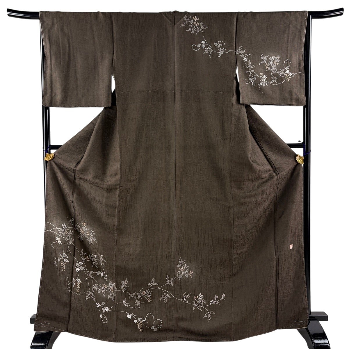 美品】 訪問着 身丈169.5cm 裄丈66cm M 袷 落款あり 草花 ぼかし 焦